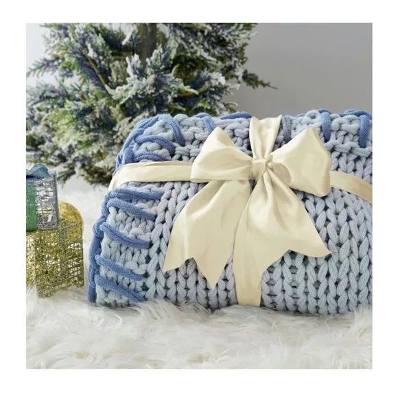Knit Blanket - Knitted Throw Blankets Soft Big Yarn Thick Braided Knot Crochet Blankets & Throws